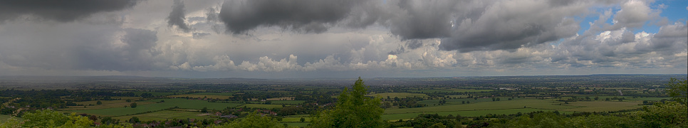 Panoramic view with storm clouds coming over the Chilterns, England
