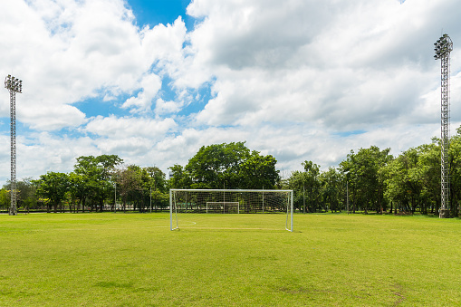 Front view of football goals.
