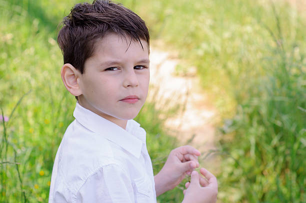 istock Little boy in a white shirt, 543588168