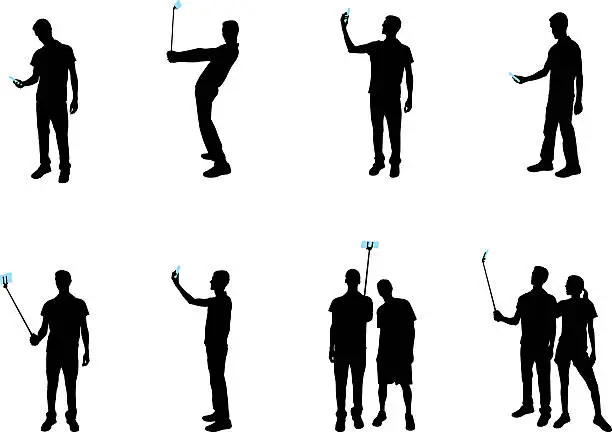 Vector illustration of Selfie people with mobile devices