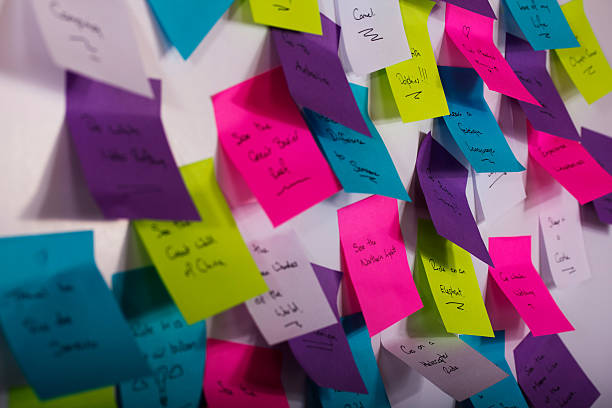 Colourful sticky notes with things to do stock photo