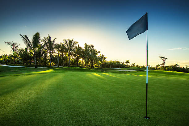 pole golfowe w countryside  - golf flag putting green sport zdjęcia i obrazy z banku zdjęć