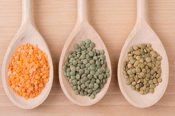 Three kinds of lentil stock photo