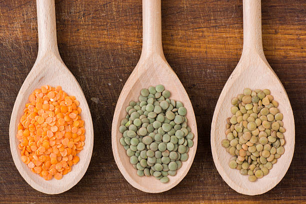 Three kinds of lentil stock photo