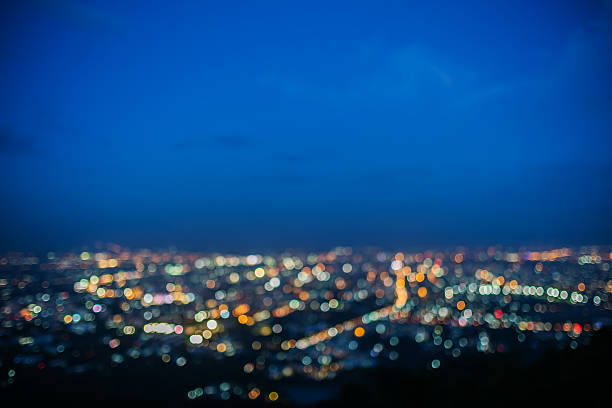 istock Lighting bokeh top view of Chiang Mai, Thailand 543593932