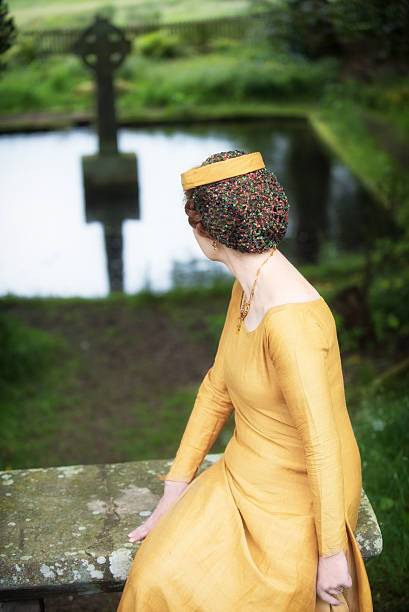 istock Medieval lady in holy Celtic place 543594184