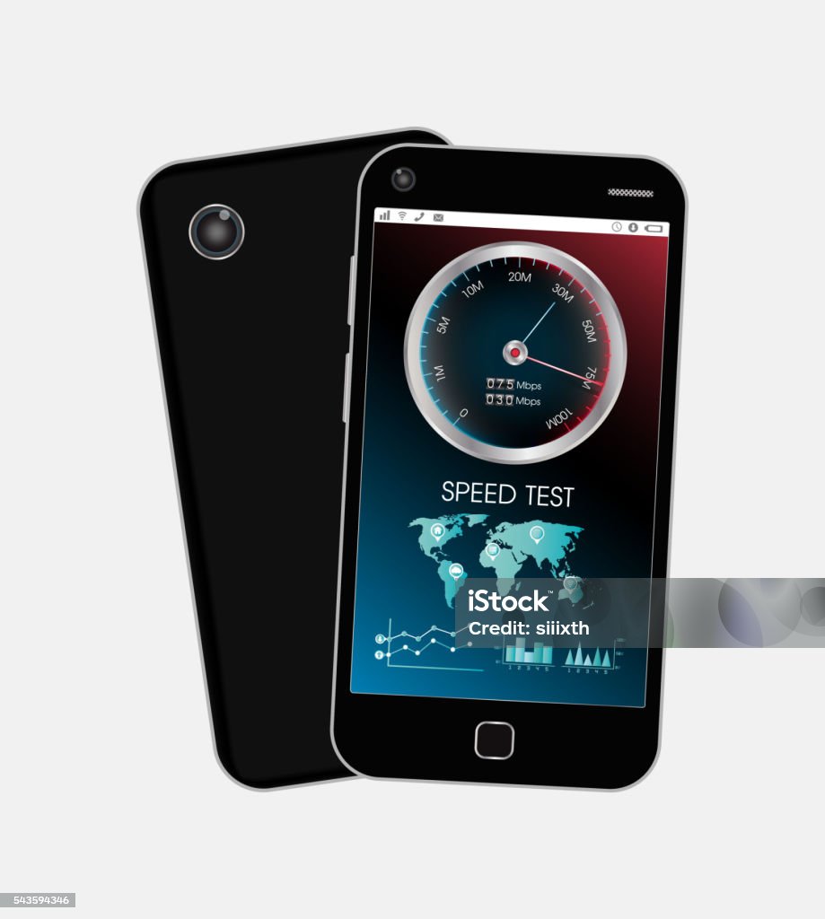 Smartphone Speed Graph Smartphone With Speed Test Interface Stock Illustration - Download ...