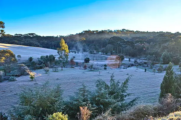 Beautiful countryside with frost in the city of Campo Alegre, Santa Catarina, Brazil. Photo taken on 12.06.2016 on a Sunday morning, with temperatures ranging between -3 ° C and 1 ° C.