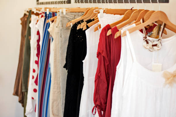 istock Hangers with clothes. Dress shop 543594832