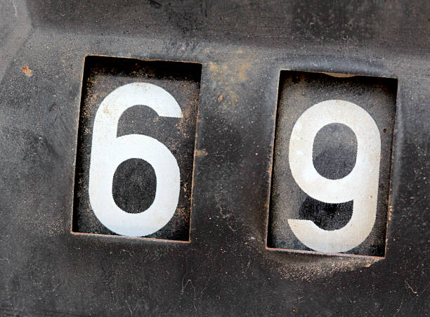 istock Old rusty counter on sexy number 69 543595522