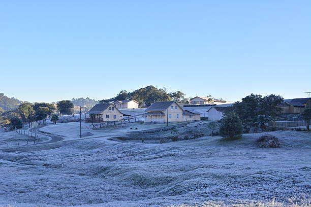 Beautiful countryside with frost stock photo