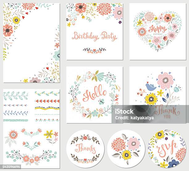 Geburtstag Parti Mit Blumenmuster Stock Vektor Art und mehr Bilder von Blume - Blume, Baby, Blumenmuster