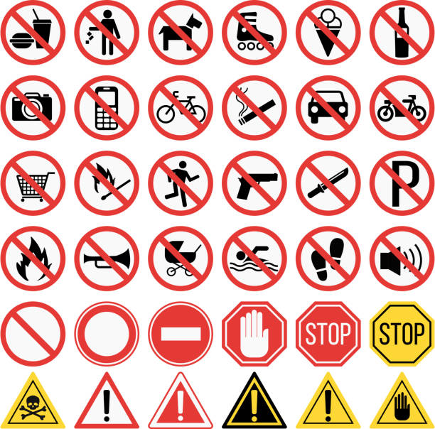 prohibiting signs set vector illustration vector art illustration