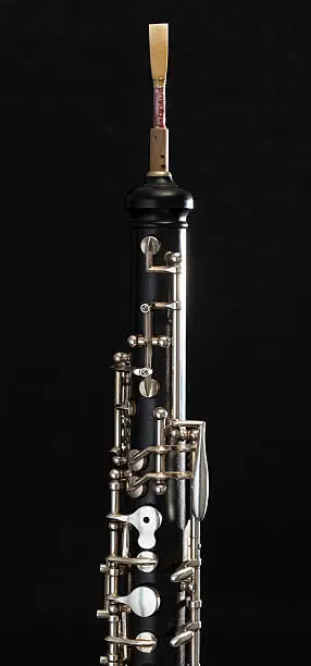 Oboes are a family of double reed woodwind musical instruments. The most common oboe plays in the treble or soprano range. Oboes are usually made of wood, but there are also oboes made of synthetic materials.