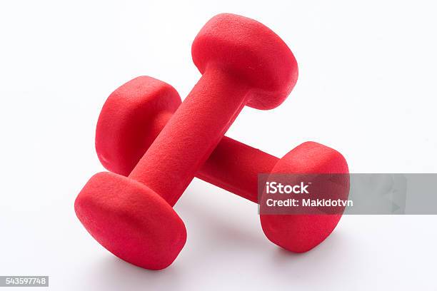 Close Up Dumbbell Stock Photo - Download Image Now - Hand Weight, Dumbbell, Red