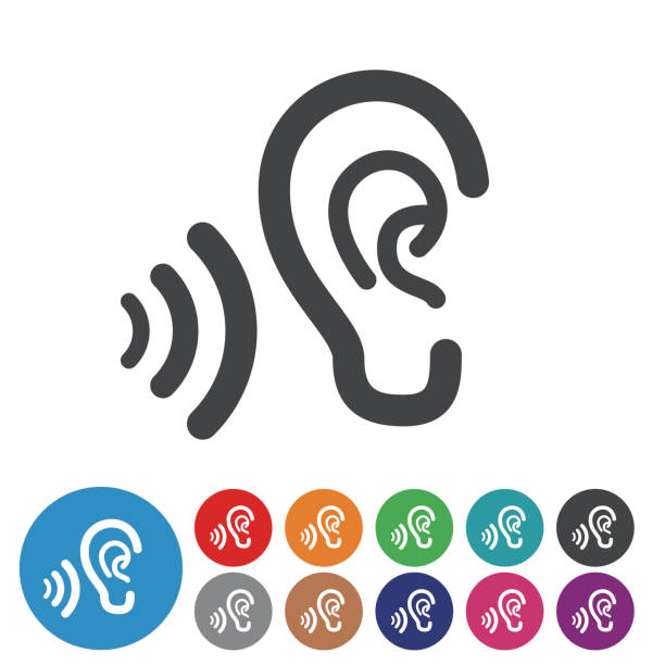 ilustraciones, imágenes clip art, dibujos animados e iconos de stock de orejas iconos-serie icono gráfico - escuchar
