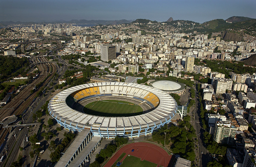 Rio de Janeiro, Brazil - May 17, 2014: Aerial view of the Estadio do Maracana or Maracana Stadium in Rio de Janeiro, Brazil. Host of the FIFA World Cup of 2014.