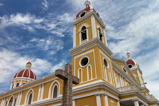Cathedral of Granada, Nicaragua and stone cross