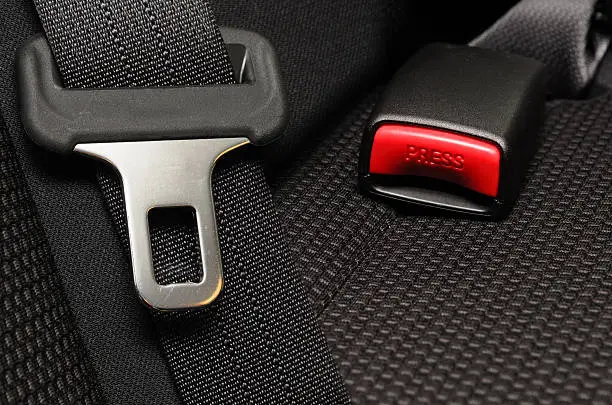 close up safety belt in a car