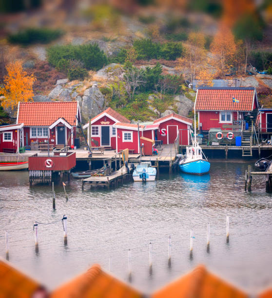 Rainy day at Fisherman’s Cove, an area of the city of Halifax, the capital of the Canadian maritime province of Nova Scotia. Fisherman’s Cove is a restored 200-year-old fishing village, situated in Eastern Passage.