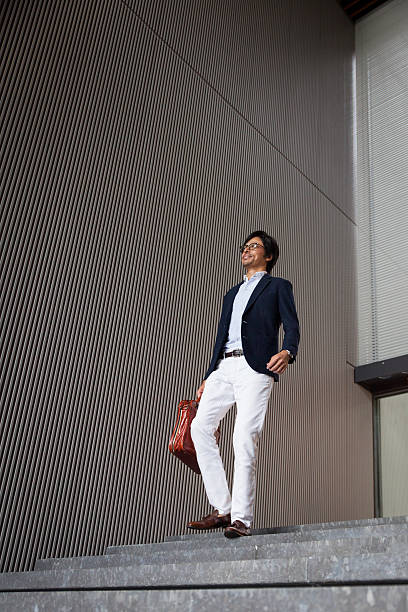 istock Confident business man walking down some stairs 543656296