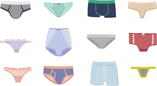 stockillustraties, clipart, cartoons en iconen met underwear silhouette isolated vector set. - damesonderbroek