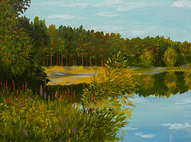 istock oil painting on canvas - coniferous forest 543658996