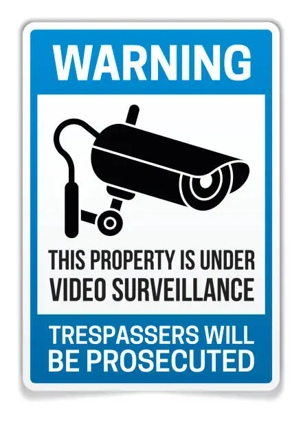 Vector illustration of Property Under Video Surveillance Warning Sign