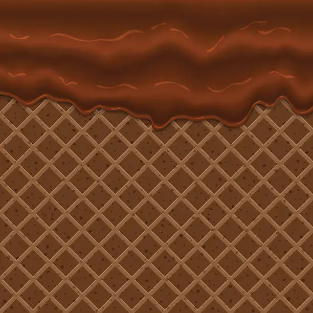 Vector illustration of Flowing glaze on wafer texture sweet food