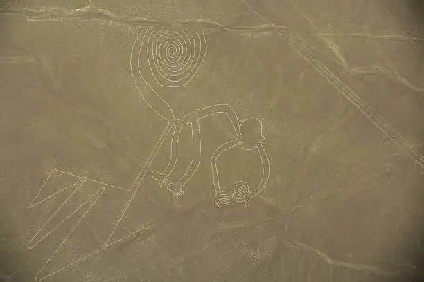 Nazca Lines, Aerial View, Peru, The Monkey