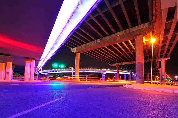 istock Bridge, the city at night 543664512