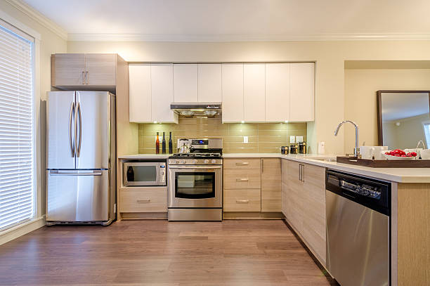 Kitchen interior with stainless steel appliances