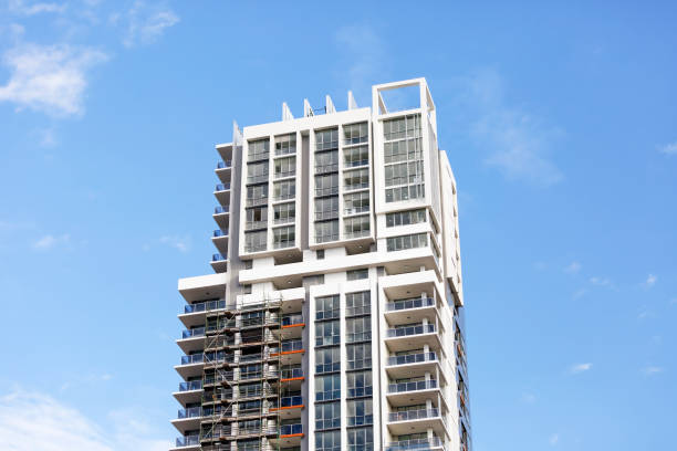istock Construction of skyscraper against blue sky, Australia, copy space 543668536