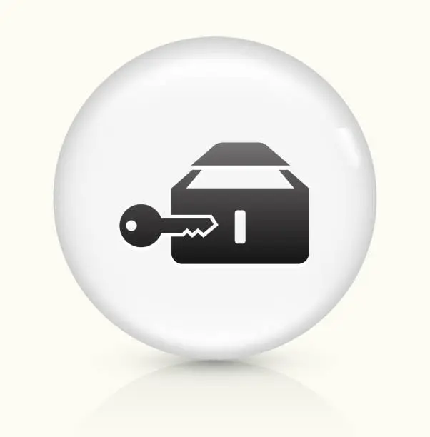 Vector illustration of Safe Deposit Box icon on white round vector button