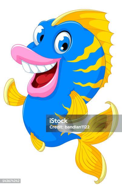 Funny Fish Cartoon Smiling Stock Illustration - Download Image Now - Blue,  Cartoon, Characters - iStock