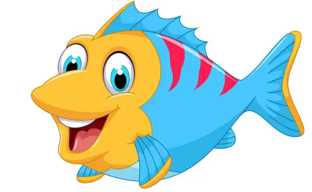 Vector illustration of cute fish cartoon for you design