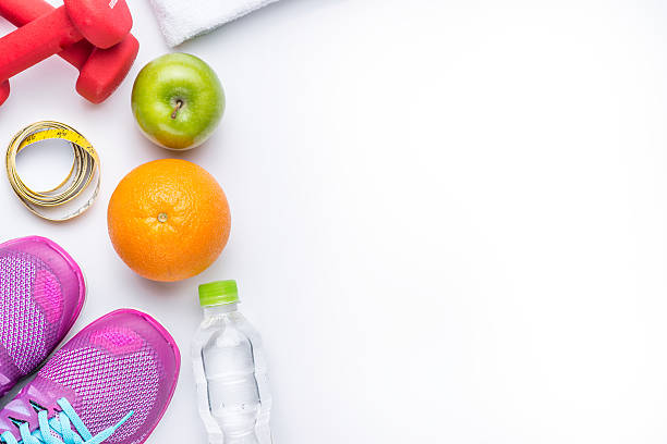 istock Fitness equipment and healthy nutrition 543675006