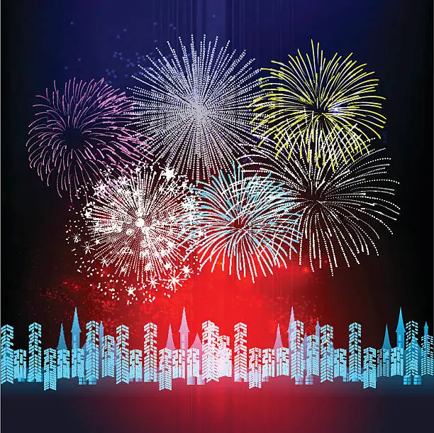 Vector illustration of Fireworks Display for New year and all celebration vector illustration