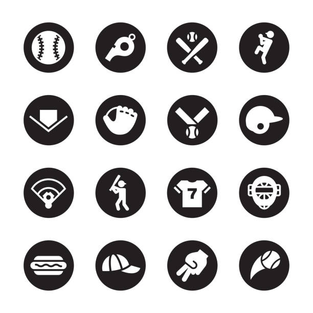Baseball Icon - Black Circle Series Baseball Icon Black Circle Series Vector EPS File. baseball hand signals stock illustrations