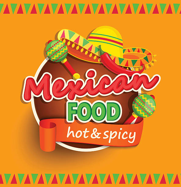 mexikanische küche label. - mexikanische küche stock-grafiken, -clipart, -cartoons und -symbole
