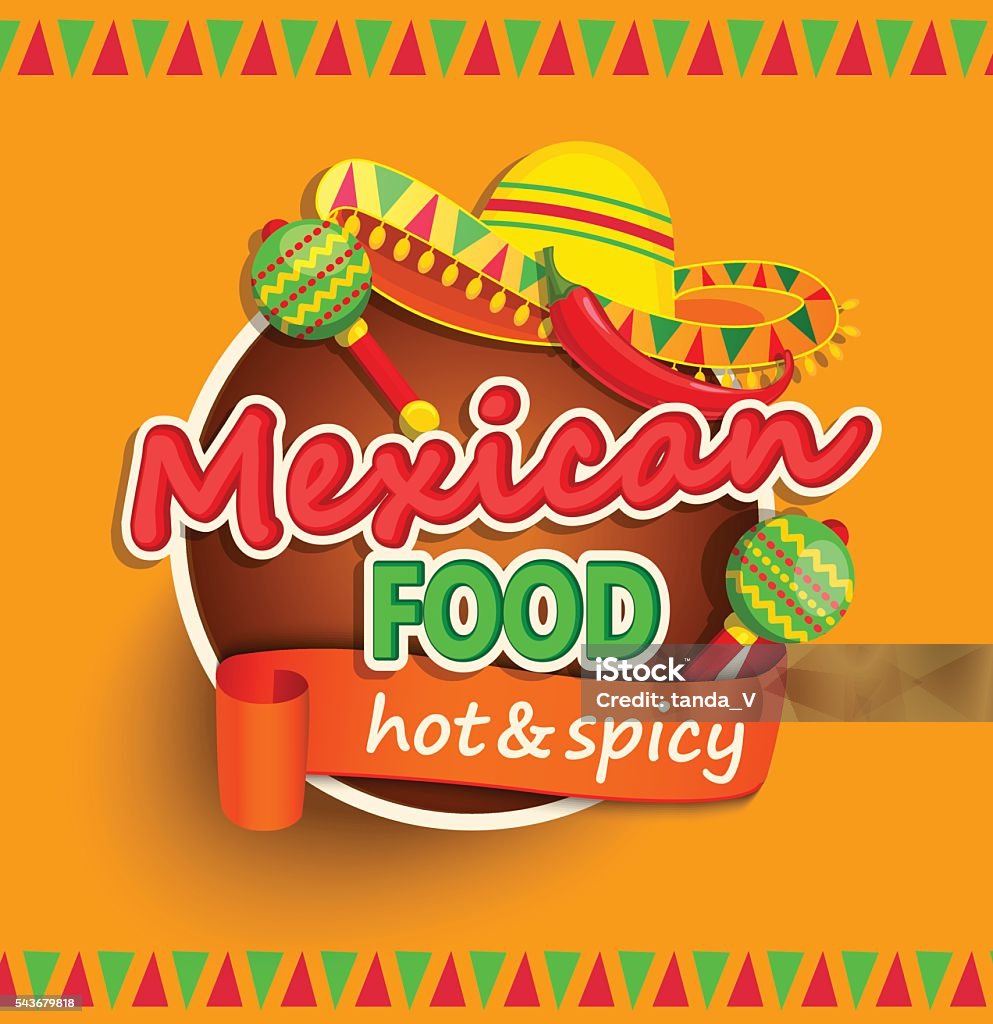 Comida mexicana en la etiqueta. - arte vectorial de Comida mexicana libre de derechos