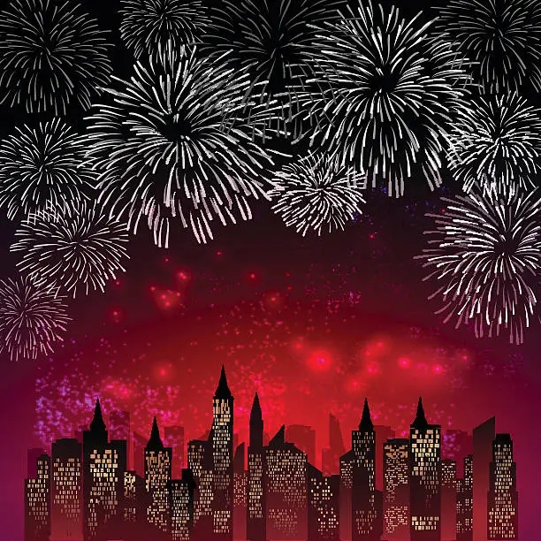 Vector illustration of Fireworks Display for New year and all celebration vector illustration