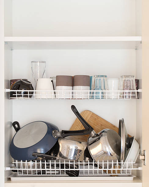 istock wet dishes in the dish draining closet 543683474