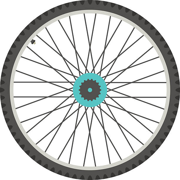 ilustraciones, imágenes clip art, dibujos animados e iconos de stock de rueda de bicicletas en estilo plano - radio de rueda