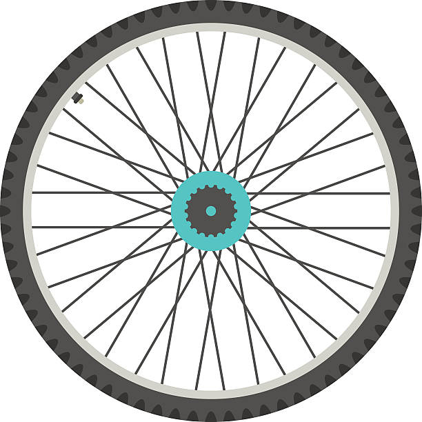 illustrazioni stock, clip art, cartoni animati e icone di tendenza di ruota di bicicletta in stile piatto - bicycle wheel tire spoke