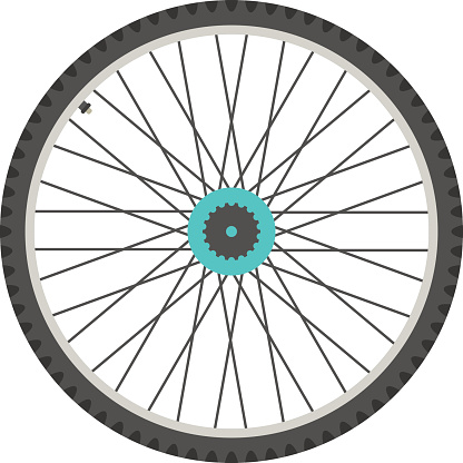 bicycle wheel in flat style. isolated on white background. vector illustration
