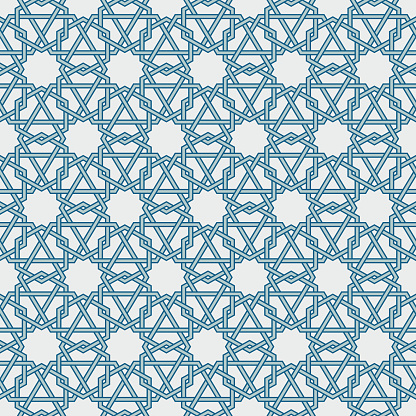 Entwined modern pattern, based on traditional oriental arabic patterns. Seamless vector background. Easy to recolor. Arabesque geometric pattern. Traditional Islam pattern.