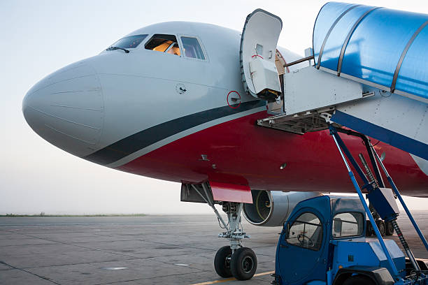 istock Front of the plane with open door 543686074