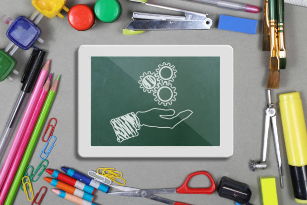 istock School or office supplies with digital tablet 543688848