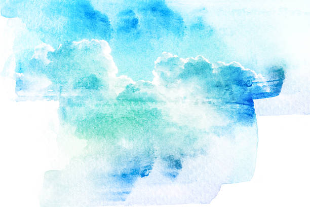 istock Watercolor illustration of sky with cloud. 543689012
